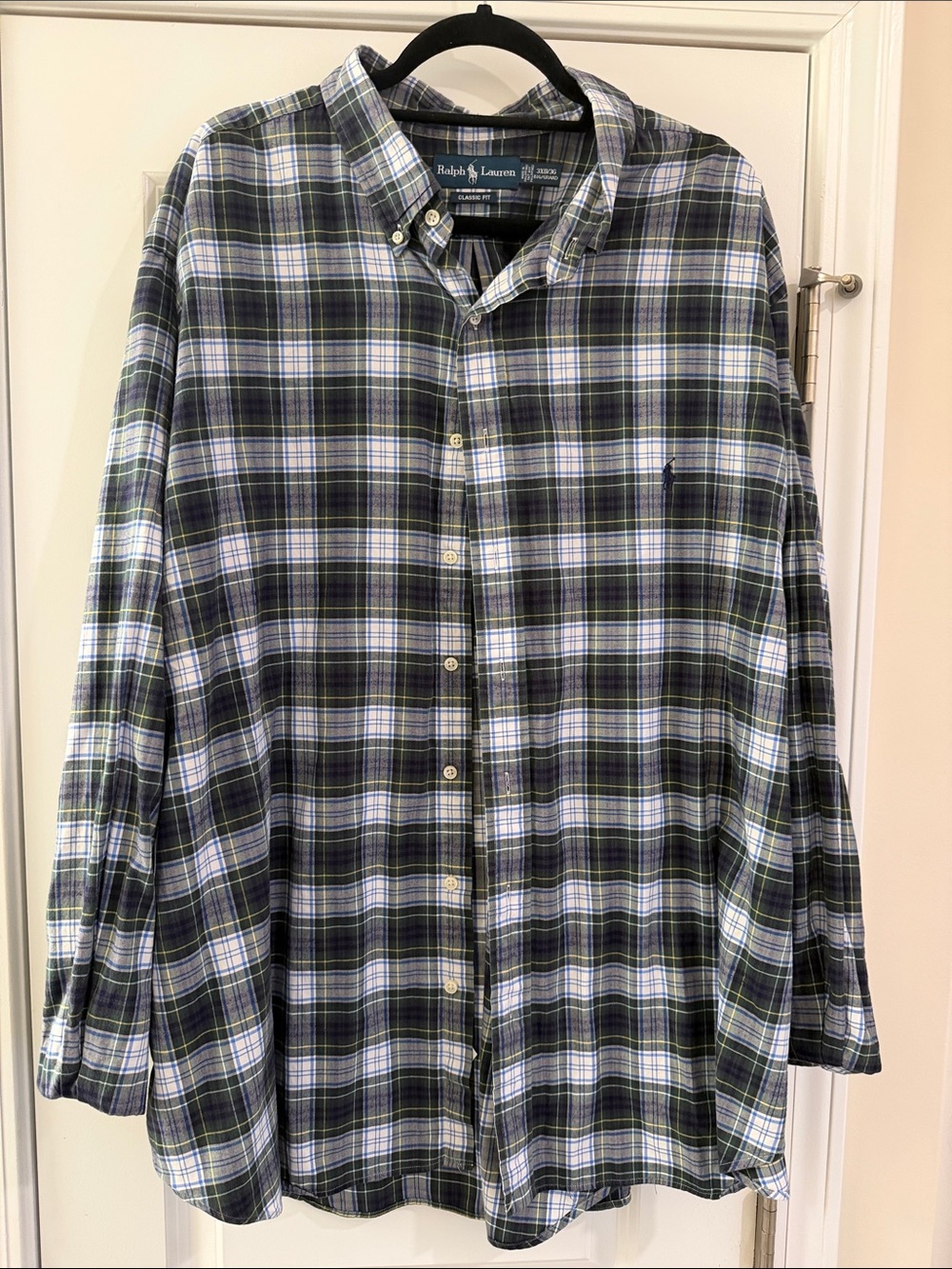 Ralph Lauren Blue, Green & White Plaid Button-Down Shirt